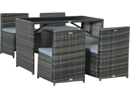 31069 polyratanovy zahradni nabytek pro 4 osoby sedy