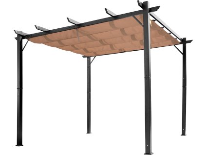 31102 1 pergola s nastavitelnou latkovou strechou 3 x 4 m seda hneda