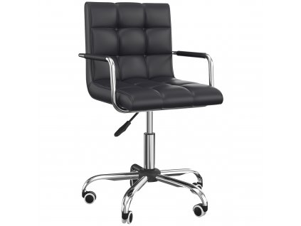 HOMCOM Kancelářská židle Otočná židle Kancelářská židle kovová PU černá 52,5 x 54 x 84-99 cm
