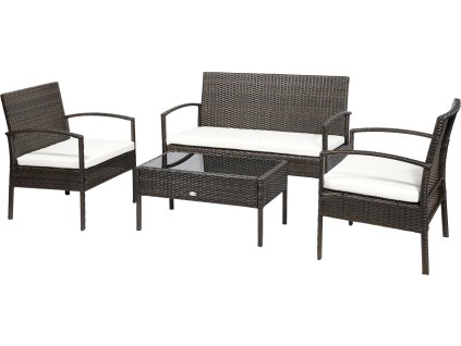31423 9 polyratanovy zahradni nabytek pro 4 osoby hnedy kremove bily