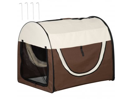 PawHut přepravka pro psy skládací přepravní box pro psy batoh pro domácí mazlíčky s polštářem nepromokavá tkanina oxford káva 97 x 71 x 76 cm