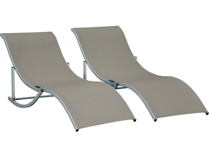 33904 9 sada 2 zahradnich lehatek 165 x 61 x 63 cm svetle sede