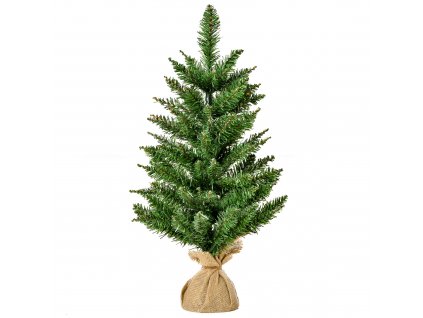 HOMCOM Vánoční stromek na stůl 0,6 m malý vánoční stromek umělá jedle 70 větví lněné PVC cementové zelené Ø35 x 60H cm