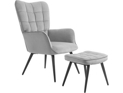 34294 calounene kreslo s taburetem svetle sede