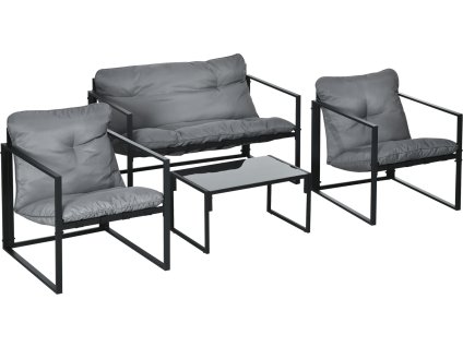 35014 9 set zahradni nabytku cerny sedy