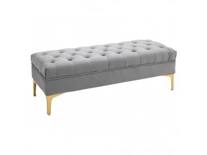 HOMCOM Lavice, lavice k posteli, lavice na boty se zvýšenými nohami, ložnice, sametová světle šedá 118 x 45 x 42 cm