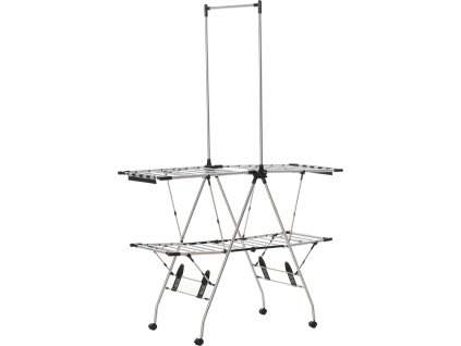 Pojízdný sušák kovový 3 úrovně | stříbrný