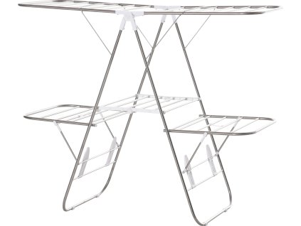 Pojízdný sušák kovový 2 úrovně | stříbrný