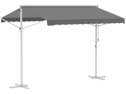 Volně stojící markýza se sklopnými rameny - 2,95 x 2,94 x 2,5 m | šedá