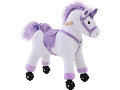 Jezdící plyšový jednorožec se zvuky | bílý