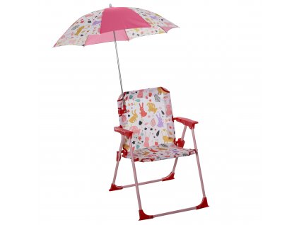 Outsunny dětská kempingová židle se slunečníkem dětská plážová skládací židle pro 1-3 roky lehká kovová červená 39 x 39 x 52cm