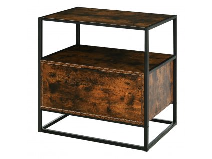 HOMCOM Konferenční stolek Noční stolek se zásuvkou Dřevotříska černá+hnědá 73 x 45,5 x 76 cm