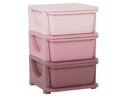 HOMCOM Zásuvková skříňka s úložným prostorem Úložné boxy Organizér na hračky Box na hračky do dětského pokoje 3-6 let Růžová 37 x 37 x 56,5 cm