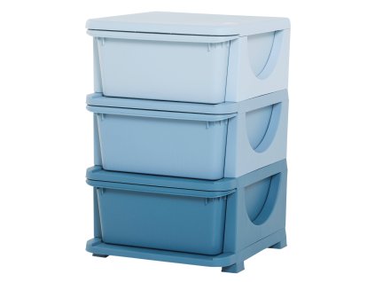HOMCOM Zásuvková skříňka pro děti s úložným prostorem Úložné boxy Organizér na hračky 3-6 let Dětský nábytek Modrá 37 x 37 x 56,5 cm