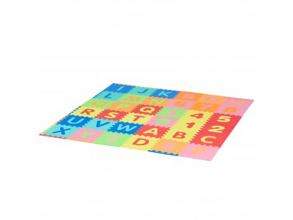 HOMCOM 60dílná dětská podložka na skládání puzzle Dětská podložka na hraní Vzdělávací podložka na hraní s písmeny a číslicemi EVA 31,5 x 31,5 cm