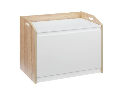 HOMCOM Lavice s úložným prostorem 2 v 1 lavice noční stolek úložný prostor komoda bílá+přírodní 62,4 x 40 x 51,5 cm