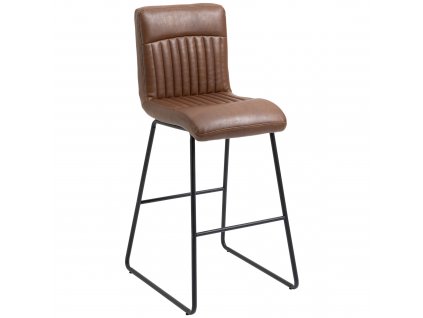 HOMCOM Barové židle Barové židle s opěradlem Jídelní židle PU imitace kůže Pěnový kov Hnědá+černá 54 x 57 x 112 cm