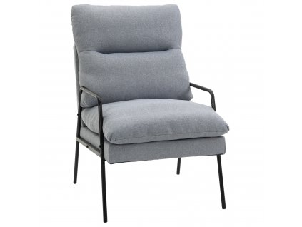 HOMCOM čalouněná židle křeslo do obývacího pokoje kancelářská židle jídelní židle s opěradlem pěna podobná lnu polyester kov 61 x 76 x 96 cm