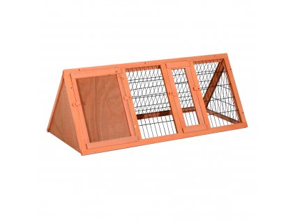PawHut bouda pro malá zvířata bouda pro morčata 118 x 50 x 45 cm třírohová s venkovním výběhem oranžová