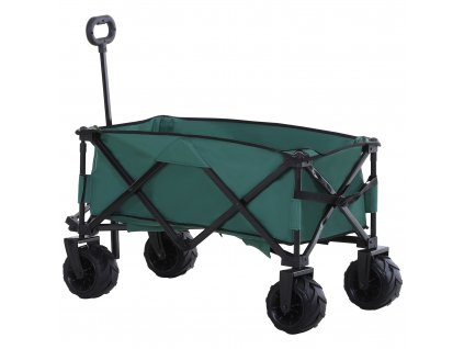 Outsunny Ruční vozík Skládací ruční vozík 360° Zahradní vozík Přepravní vozík s teleskopickou rukojetí Nastavitelná výška rukojeti do 20 kg Zelený 108x53x59-89cm