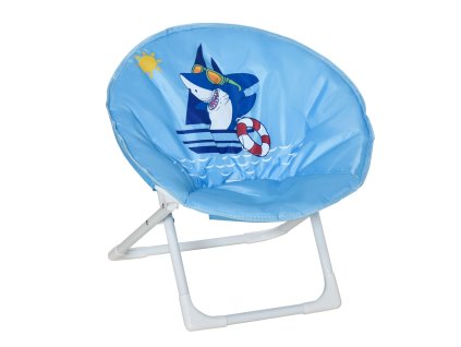 HOMCOM Moonchair kempingové židle dětská měsíční židle skládací dětská skládací židle skládací vnitřní a venkovní pro batole dívku chlapce ocelová modrá Ø50 x 49H cm