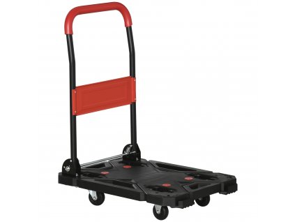 DURHAND Skládací vozík na pytle Přepravní vozík Plošinový vozík se sklopnými područkami Ložná plocha 58cmx50cm Nosnost 150KG Černá+Červená