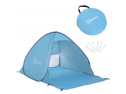 Outsunny Beach Shelter Plážový stan Pop Up Tent Camping Tent Automatic, Polyester, Modrá 200 x 150 x 119 cm