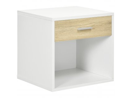 Noční stolek HOMCOM Noční stolek se zásuvkou, otevřená přihrádka, bílý, 47,5 x 40 x 45 cm