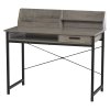 HOMCOM Stůl s policovou zásuvkou, počítačový stůl, kancelářský stůl, průmyslový styl, MDF, kov, šedá+černá, 106 x 53 x 95 cm