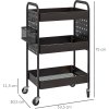 Pojízdný víceúčelový vozík 53,5 x 30,5 x 75 cm | černý