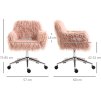 Otočná židle s umělou kožešinou 57 x 60 x 75-85 cm | růžová a stříbrná