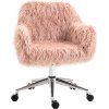 Otočná židle s umělou kožešinou 57 x 60 x 75-85 cm | růžová a stříbrná