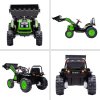 Dětský elektrický traktor s lopatou | zelený