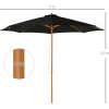 Dřevěný slunečník Ø 300 cm | černý