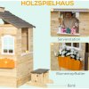 Dětský dřevěný domeček s lavičkou | přírodní