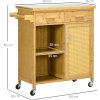 Pojízdný kuchyňský bambusový vozík 84 x 36 x 85 cm | přírodní