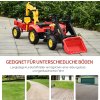 Šlapací traktor s nakladačem, přívěsem a lžící | červeno-žlutý
