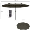 Zahradní dvojitý slunečník 460 x 270 cm | šedý
