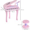Dětské piano s mikrofonem a taburetem | růžové
