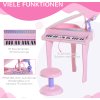 Dětské piano s mikrofonem a taburetem | růžové