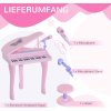 Dětské piano s mikrofonem a taburetem | růžové