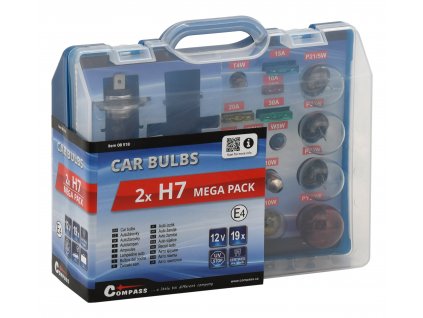 COMPASS Žárovky 12V servisní box MEGA H7+H7+pojistky