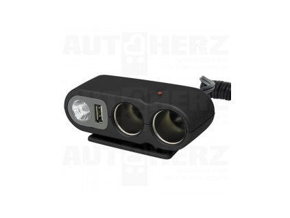 rozdvojka do zapalovace do auta 12v s usb vystupem kabelem led osvetlenim