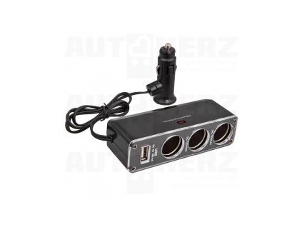 roztrojka do zapalovace do auta 12v 24v s kabelem a usb