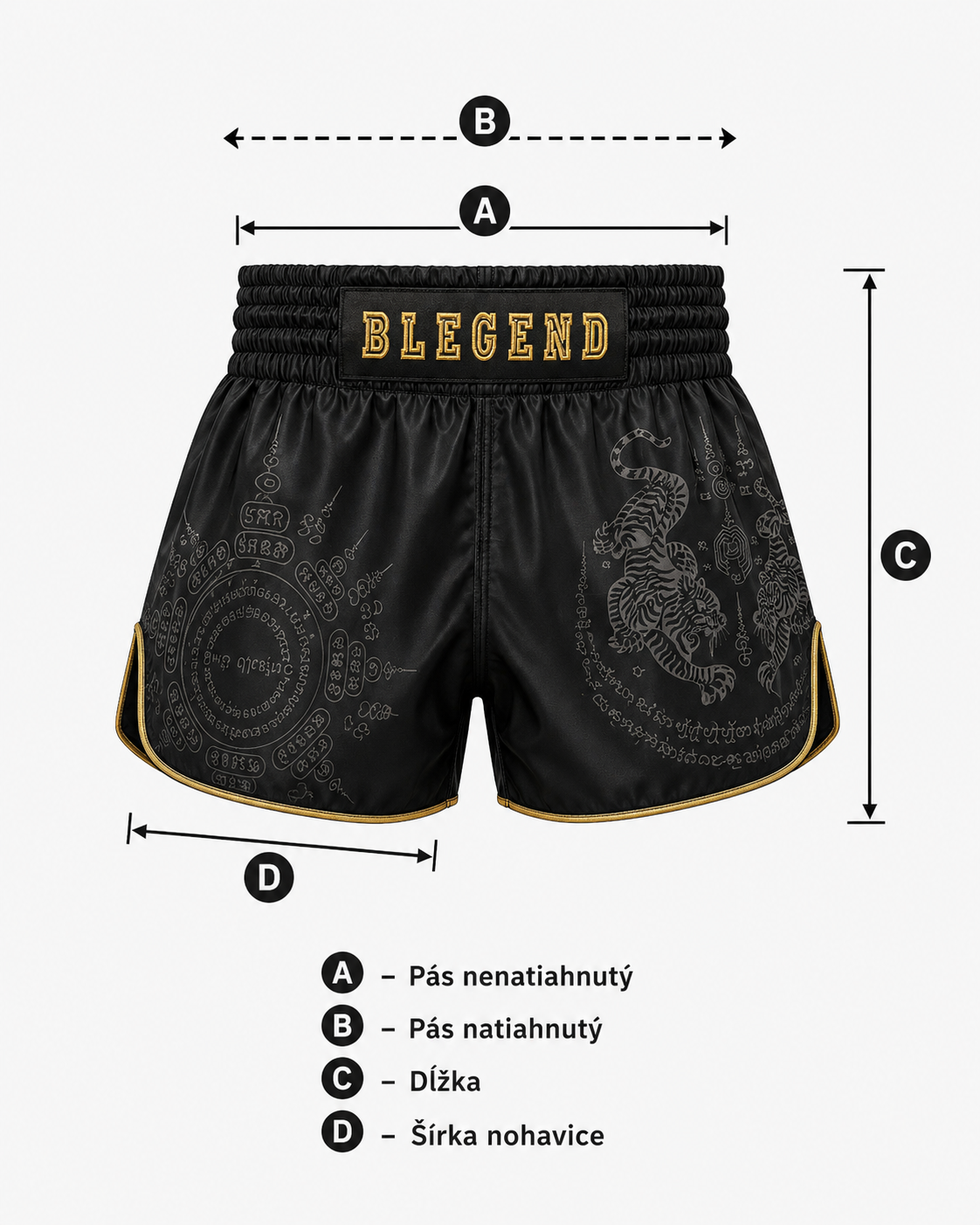 Blegend Muay Thai trenky - návod na meranie veľkosti