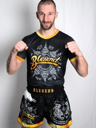 Blegend set BLACK TIGER and GOLD TIGER Muay Thai shorts from quick-dry material T-shirt from comfortable quick-dry...