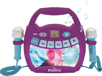 Reproduktor karaoke Disney Frozen s mikrofony a osvětlením