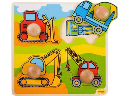 Dřevěné hračky - Vkládací puzzle - Stavební stroje