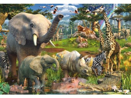 RAVENSBURGER Puzzle Zvířata u zdroje vody 18000 dílků