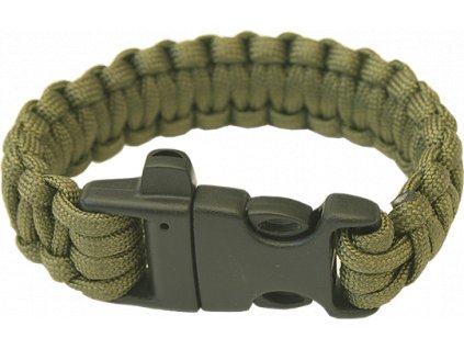 HIGHLANDER Paracord Náramek - trojzubec, píšťalka olivový